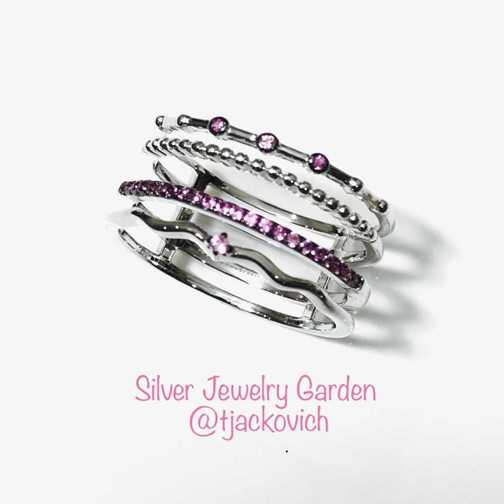 Pink Stackable Sterling Silver Ring